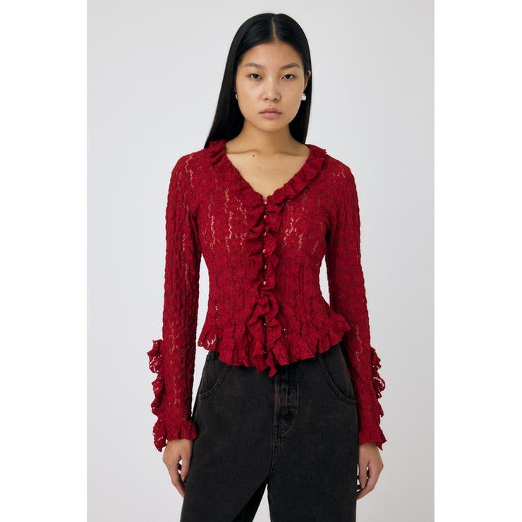 RED | CUT LACE RUFFLE ブラウス | MOUSSY OUTLET