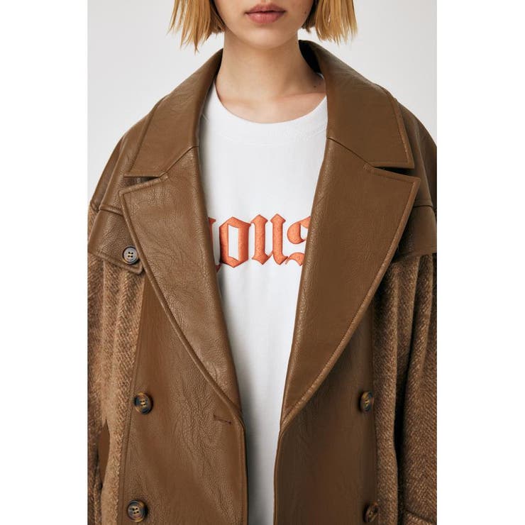 F／LEATHER COMBI MIDI コート[品番：BJLW0026675]｜MOUSSY OUTLET