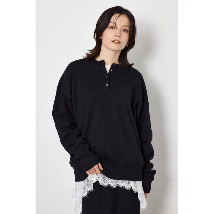 BLK | スウェットライクヘンリーニット | RODEO CROWNS WIDE BOWL