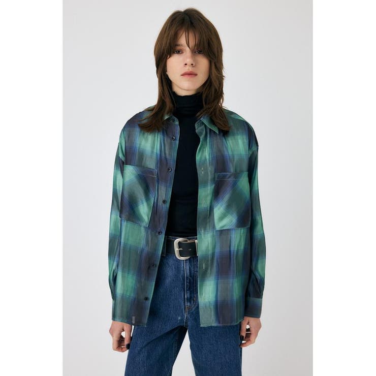 柄GRN5 | MIX CHECK ルーズシャツ | MOUSSY OUTLET