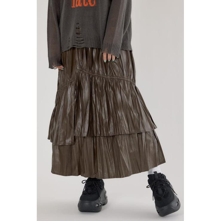 KHA | レザーライクフリルティアードスカート | RODEO CROWNS WIDE BOWL