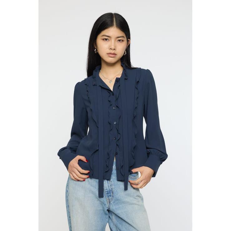 NVY | GEORGETTE RUFFLES ブラウス | MOUSSY OUTLET