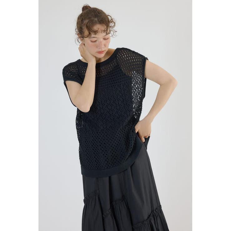 BLK | 2WAY パッチワークニットベスト | RODEO CROWNS WIDE BOWL