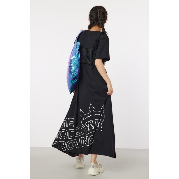 【確認画像】新品　ロデオクラウンズ　特大ロゴ　ロングワンピース　裏起毛マキシ丈 RODEO CROWNS WIDE BOWL | 7分丈袖マキシワンピース (ワンピース