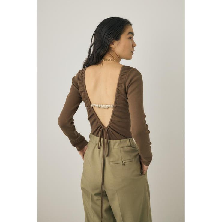 KHA | バックオープンニットボディスーツ オーガニックコットン×再生繊維混 | MOUSSY OUTLET
