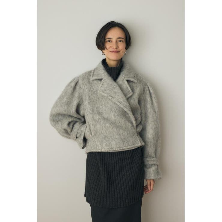 シャギーショートジャケット リサイクルポリエステル×ウール混 | MOUSSY OUTLET | 詳細画像1 