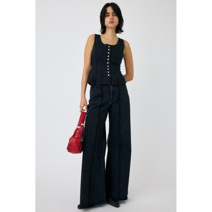 BLK | TWO IN ONE ワイドストレートデニム | MOUSSY OUTLET