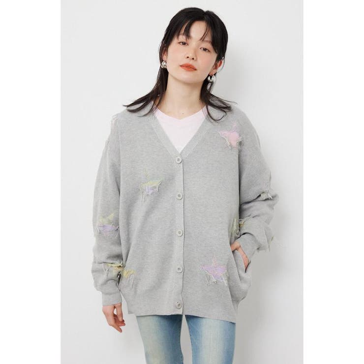 GRY | スター柄ニットカーディガン | RODEO CROWNS WIDE BOWL
