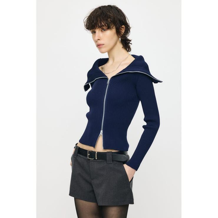 BIG COLLAR ZIP UP ニットトップス | MOUSSY OUTLET | 詳細画像24 