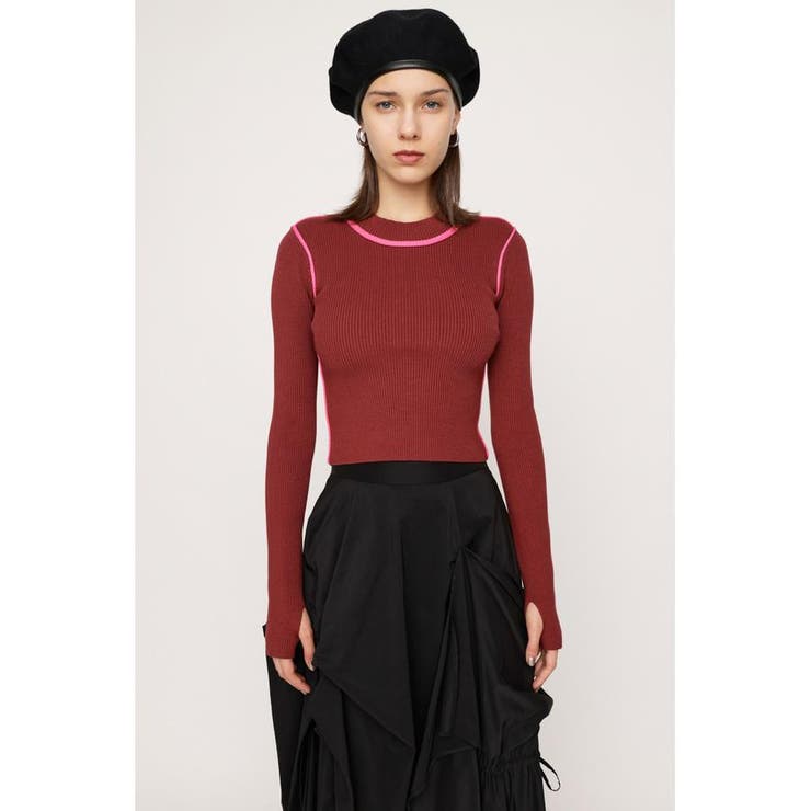 D/RED3 | SEAM COLOR CROP RIB トップス | SLY OUTLET