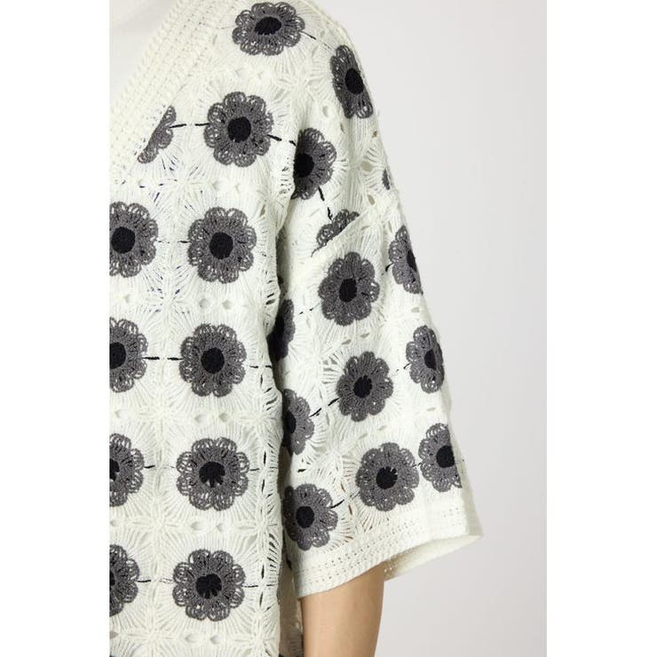 クロシェフラワー半袖ニットカーディガン | RODEO CROWNS WIDE BOWL | 詳細画像11 