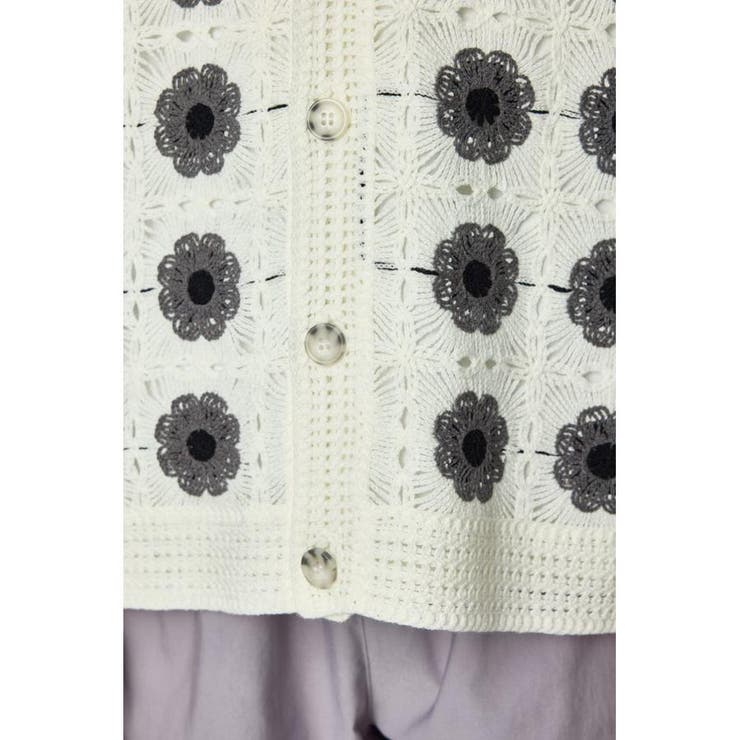 クロシェフラワー半袖ニットカーディガン | RODEO CROWNS WIDE BOWL | 詳細画像12 