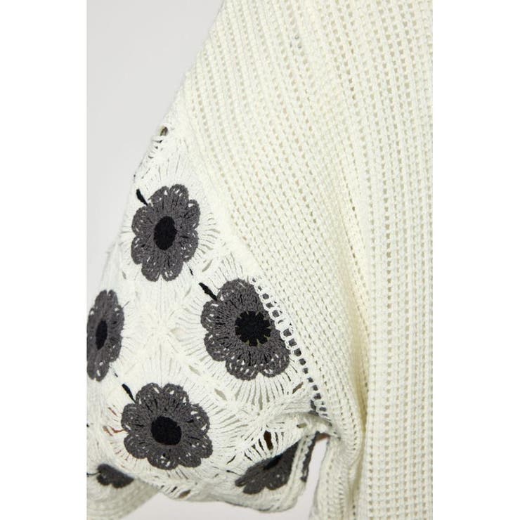 クロシェフラワー半袖ニットカーディガン | RODEO CROWNS WIDE BOWL | 詳細画像13 