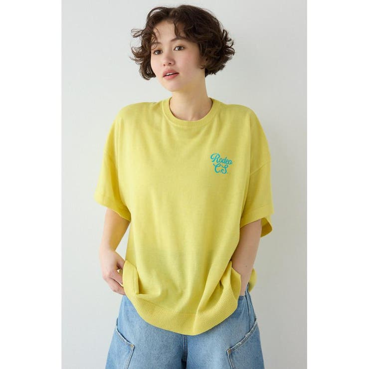 L/YEL1 | フラワーロゴニットトップス | RODEO CROWNS WIDE BOWL