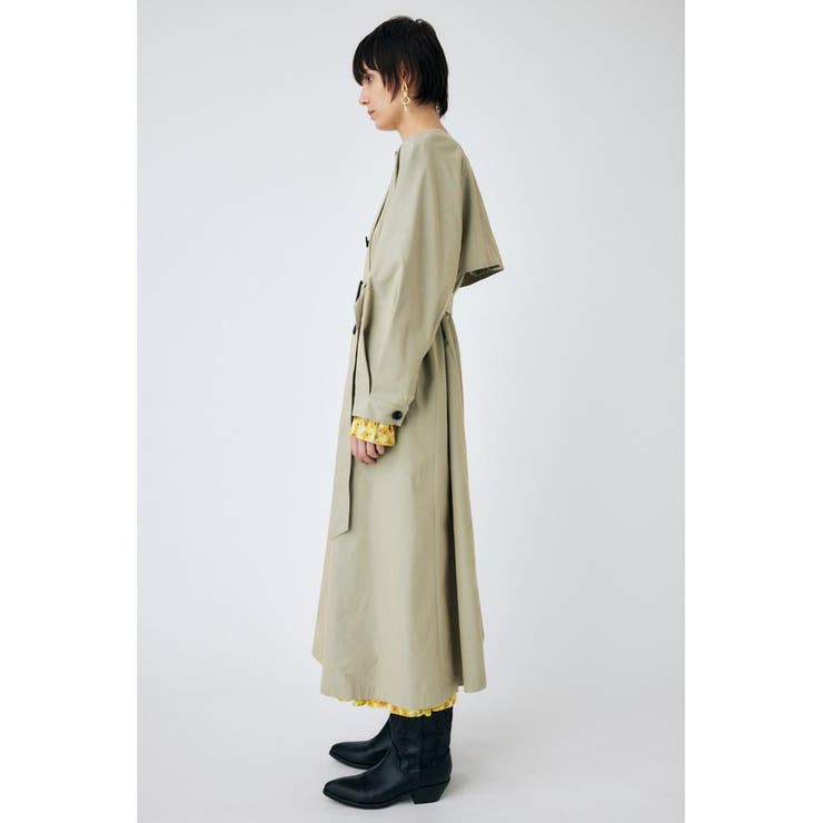 BEG】COLLARLESS TRENCH コート[品番：BJLW0024980]｜MOUSSY OUTLET