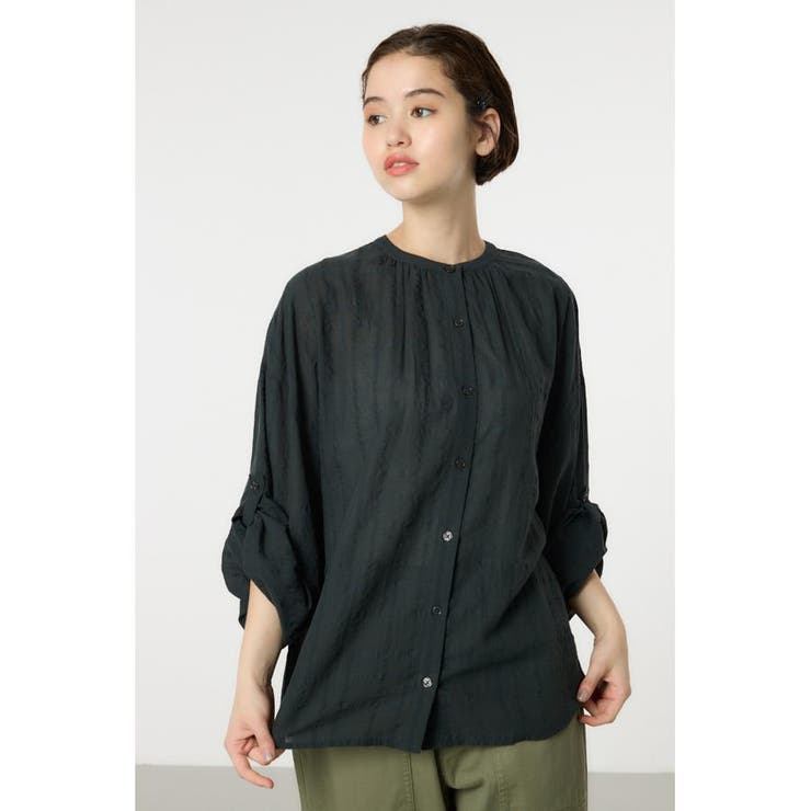 C.GRY | リネンライクロールアップシャツ | RODEO CROWNS WIDE BOWL