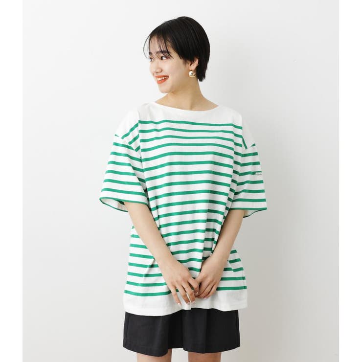 tシャツ ワイドバスクボーダーTシャツ レディース sakishimatokyo tシャツ 「USAコットン」バスクボーダーTシャツ