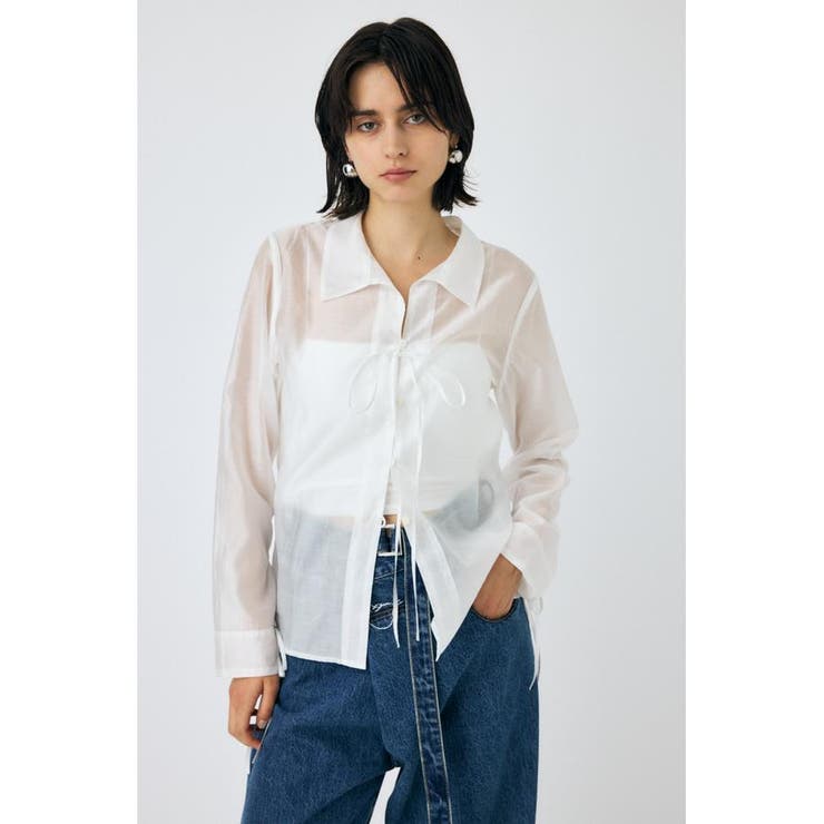 O/WHT1 | RIBBON シアーシャツ | MOUSSY OUTLET