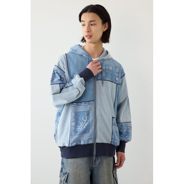 BLU | パッチワークZIPパーカー | RODEO CROWNS WIDE BOWL