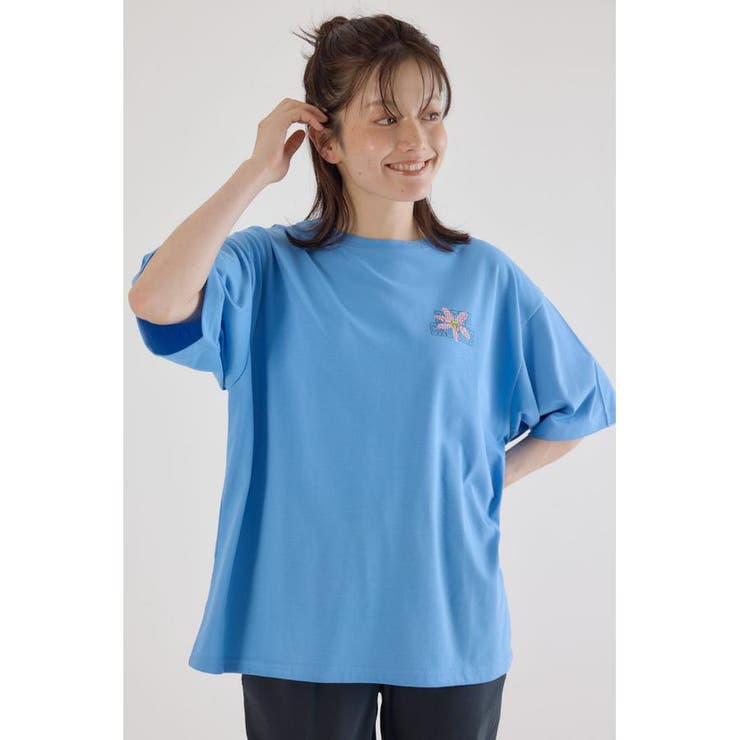 BLU | フラワークロスパッチTシャツ | RODEO CROWNS WIDE BOWL