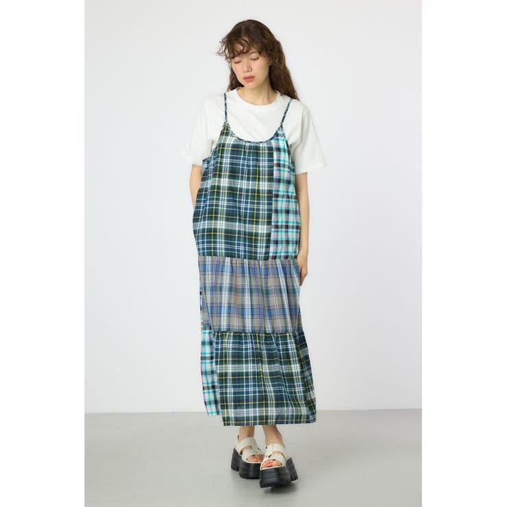 柄BLU5 | クレイジーチェックキャミワンピース | RODEO CROWNS WIDE BOWL