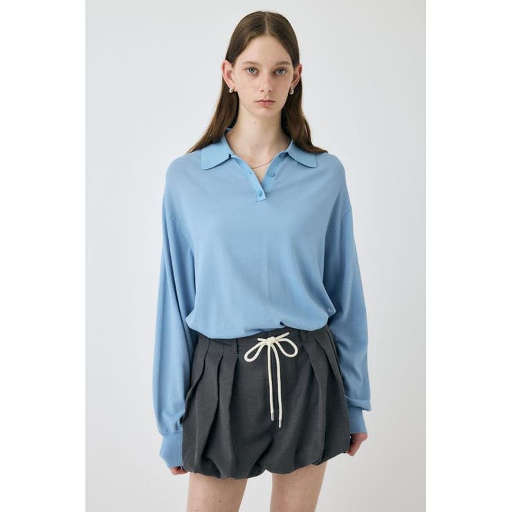 L/BLU1 | BORDER KNIT ポロ | MOUSSY OUTLET