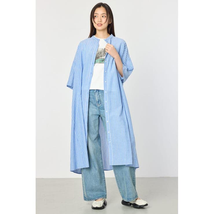 柄BLU5 | バンドカラールーズワンピース | RODEO CROWNS WIDE BOWL