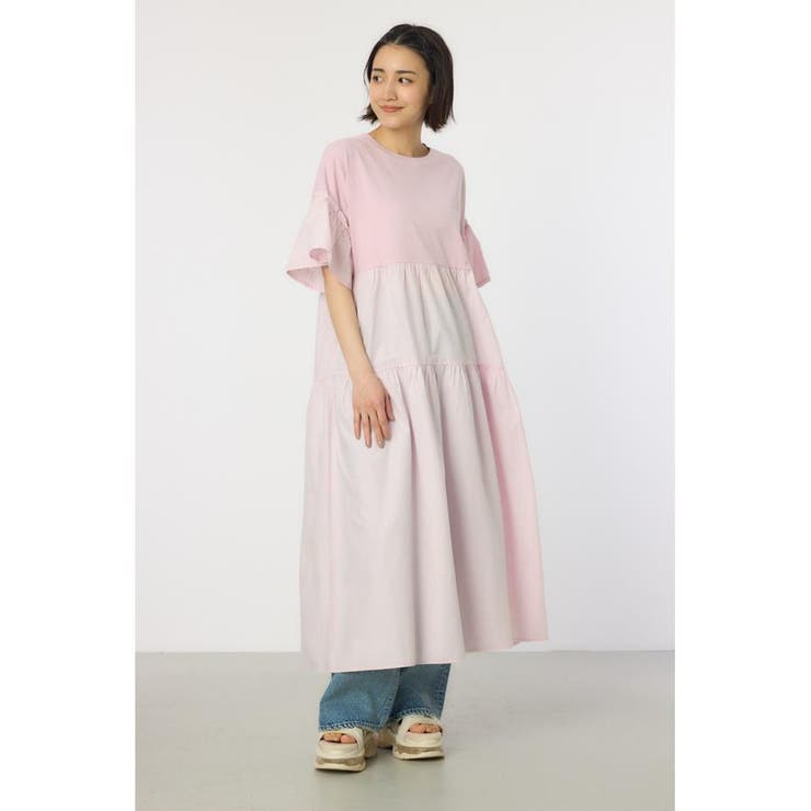 L/PNK1 | ピグメントドッキングティアードワンピース | RODEO CROWNS WIDE BOWL
