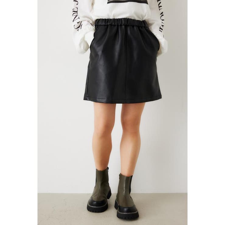 BLK | フェイクレザーミニスカート | RODEO CROWNS WIDE BOWL