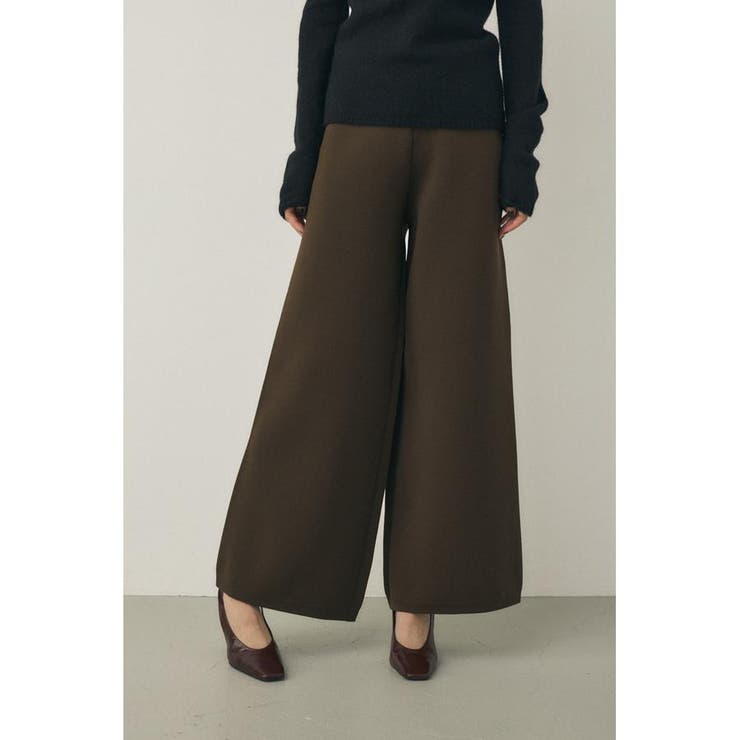 D/BRN3 | ニットワイドパンツ リサイクルポリエステル×オーガニックコットン | MOUSSY OUTLET