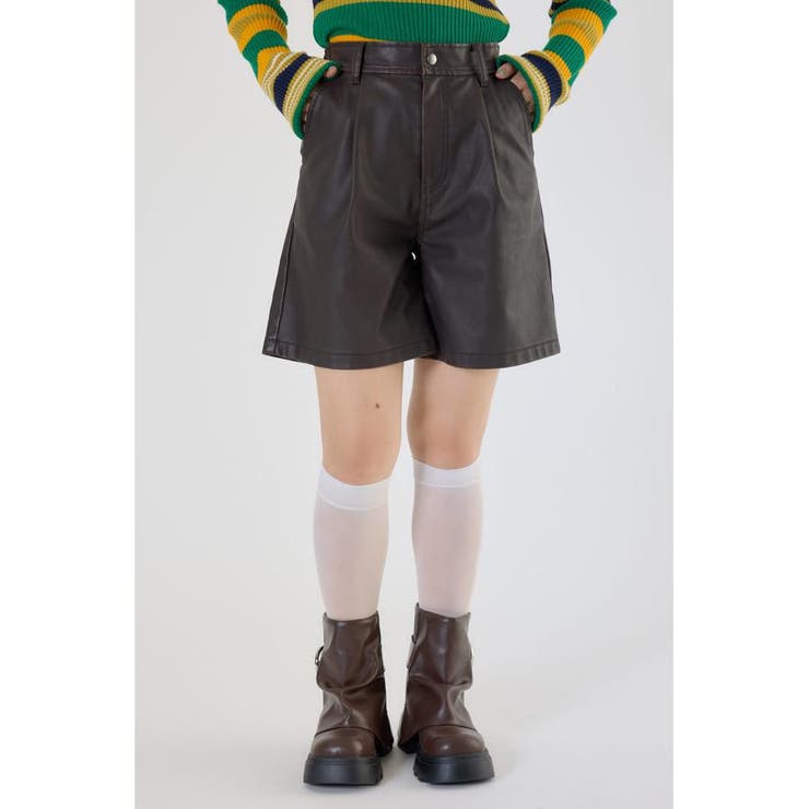 BRN | ヴィンテージフェイクレザーハーフパンツ | RODEO CROWNS WIDE BOWL