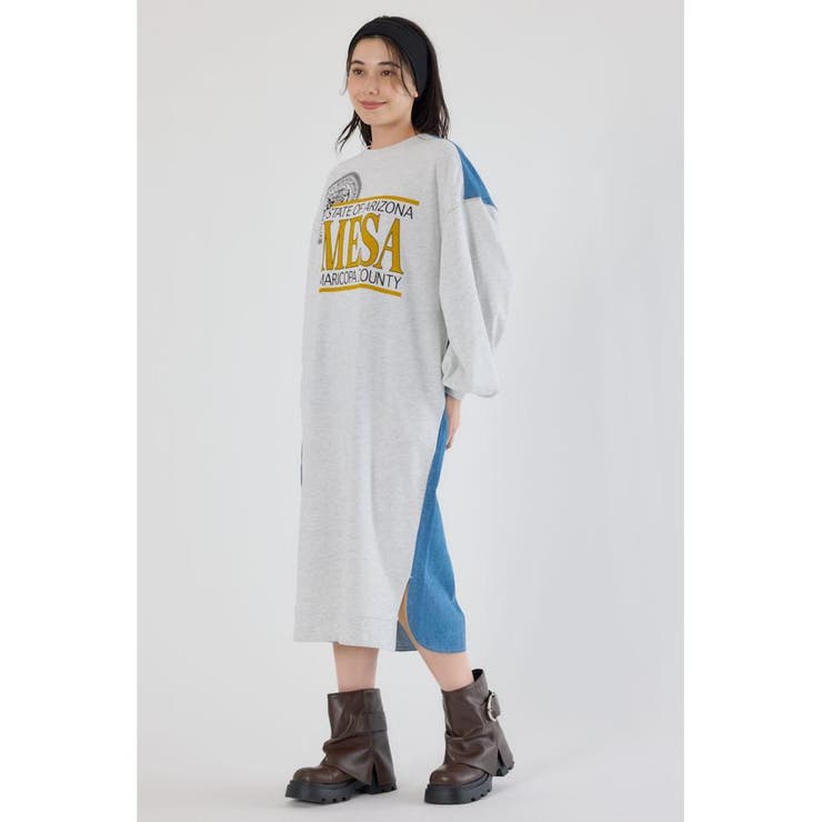 デニム切替スウェットワンピース | RODEO CROWNS WIDE BOWL | 詳細画像8 