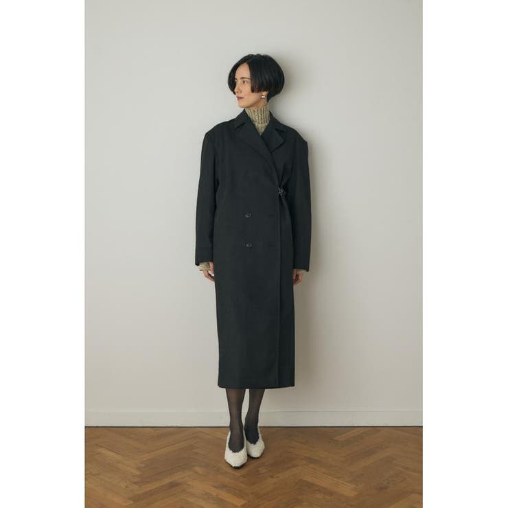 テーラードロングコート リサイクルポリエステル×ウール混 | MOUSSY OUTLET | 詳細画像3 