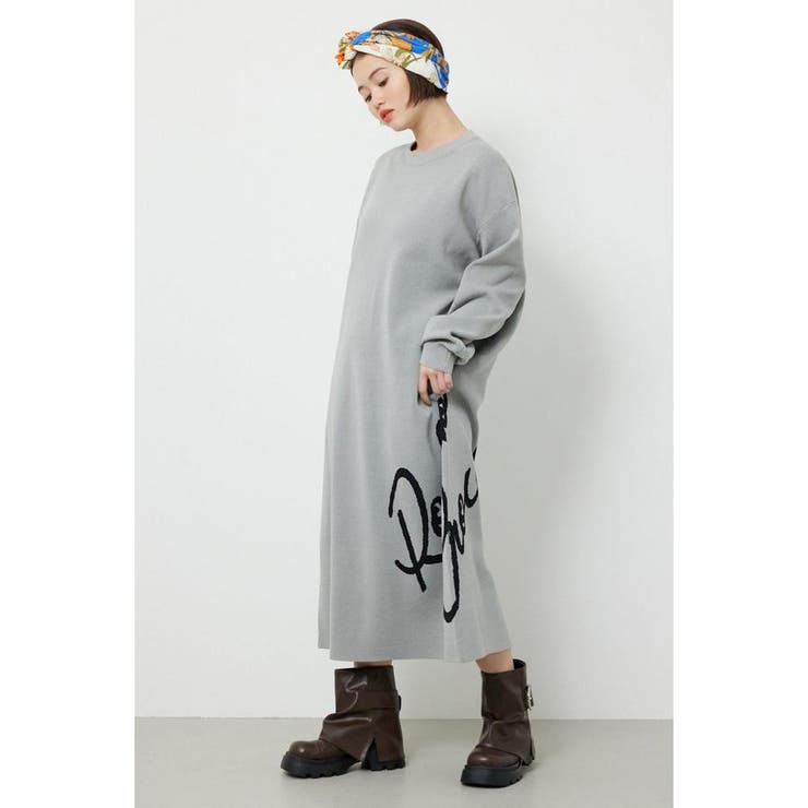 L/T.GRY1 | マキシロゴニットワンピース | RODEO CROWNS WIDE BOWL