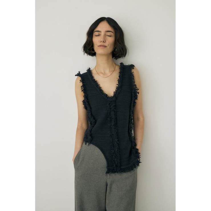 BLK | ツイードニットタンクトップ オーガニックコットン使用 | MOUSSY OUTLET