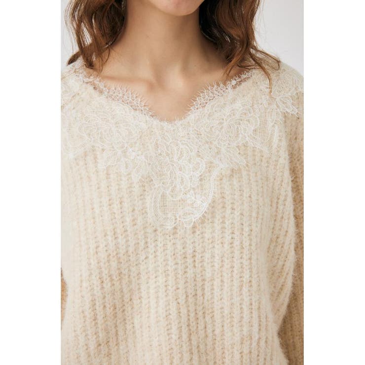 LACE TRIMMED V NECK セーター | MOUSSY OUTLET | 詳細画像8 