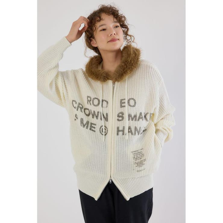 O/WHT1 | FADE LOGOニットジップフーディー | RODEO CROWNS WIDE BOWL