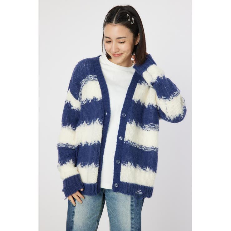 Grunge Border Knit カーディガン[品番：BJLW0029528]｜RODEO