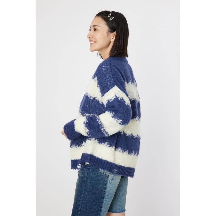 Grunge Border Knit カーディガン[品番：BJLW0029528]｜RODEO