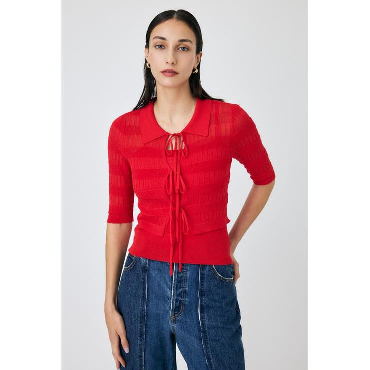 RED | KNIT CAMI & RIBBON シャツセット | MOUSSY OUTLET