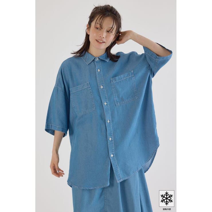 BLU | クールデニムビッグシャツ | RODEO CROWNS WIDE BOWL