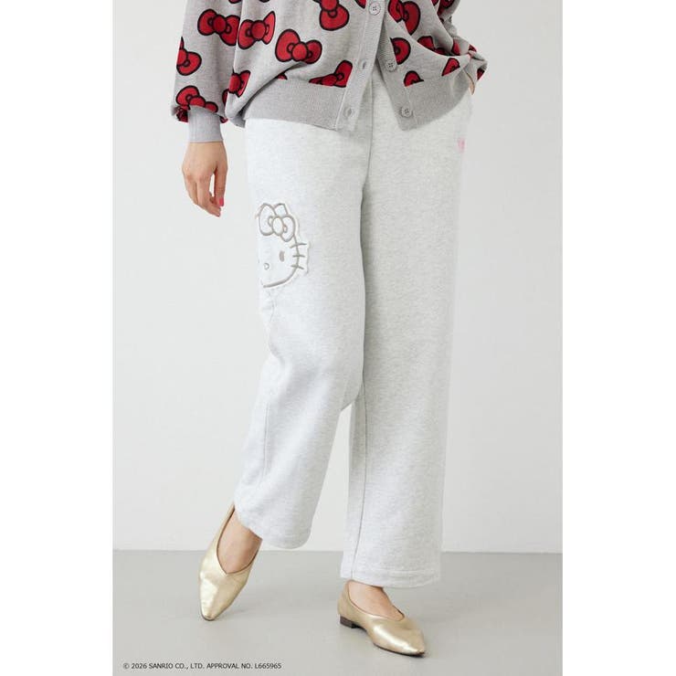 L/T.GRY1 | (HELLO KITTY) アップリケスウェットパンツ | RODEO CROWNS WIDE BOWL
