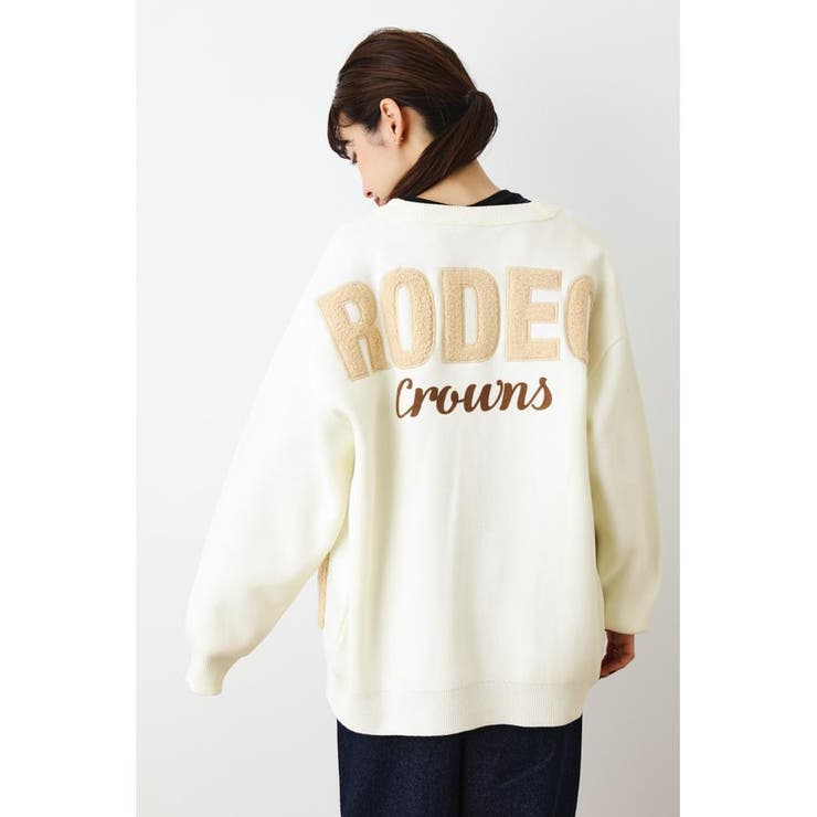 のっこRirandture ロゴアップリケカーディガン （オフ白）Sサイズ Rirandture（リランドチュール）の「ロゴアップリケラインカーディガン