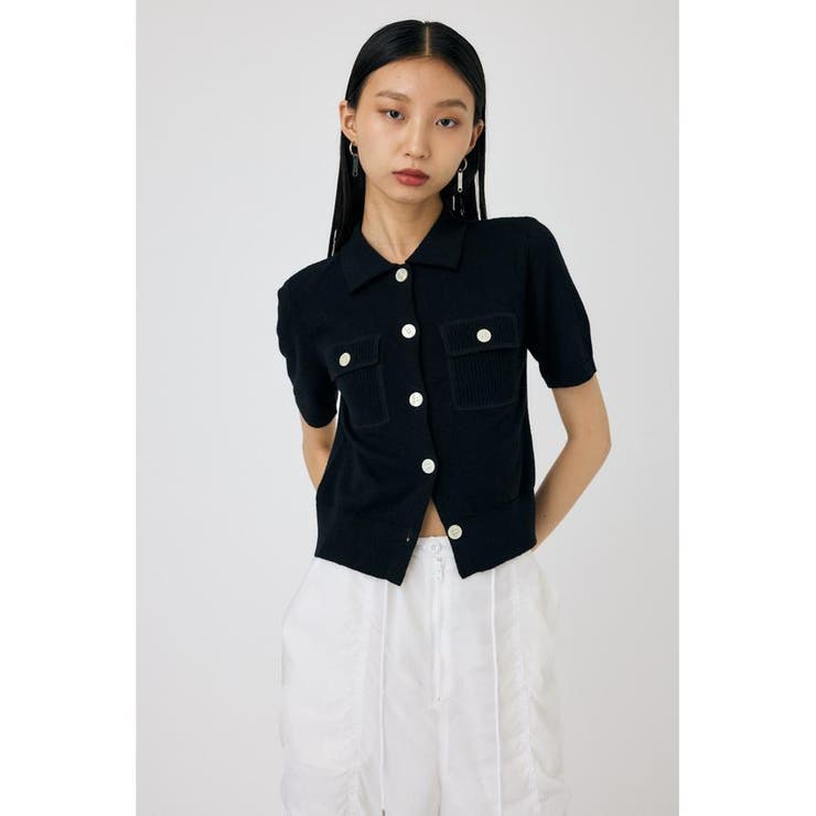 BLK | OVERLOCK POCKET ニットシャツ | MOUSSY OUTLET