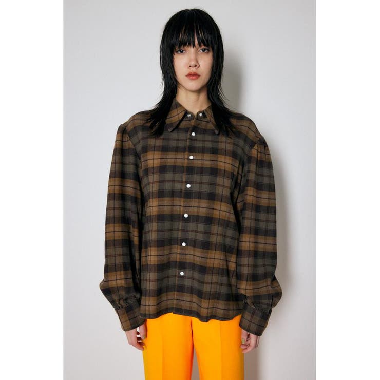 PLAID PUFF SLEEVE OVER シャツ[品番：BJLW0024368]｜MOUSSY OUTLET