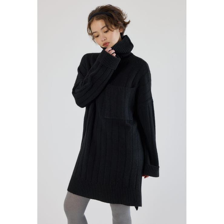 BLK | ビッグポケットニットワンピース | RODEO CROWNS WIDE BOWL