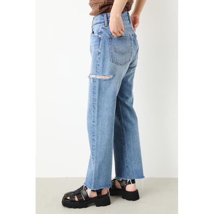 Asymmetry Crash ストレートデニムパンツ | RODEO CROWNS WIDE BOWL | 詳細画像6 