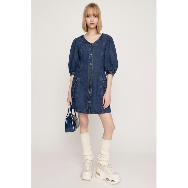 V NECK DENIM ショートワンピース | SLY OUTLET | 詳細画像17 
