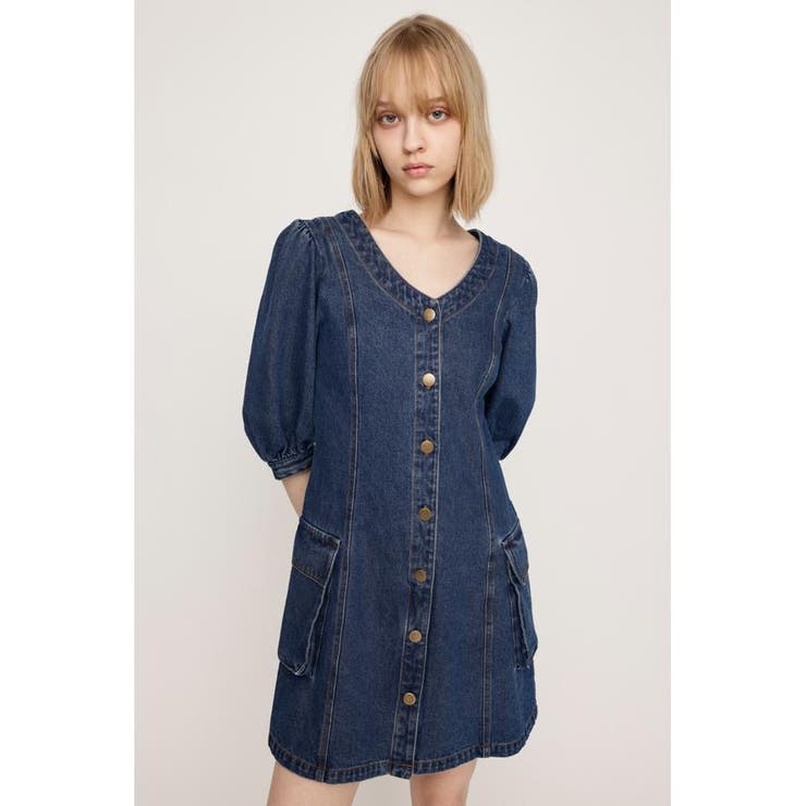 V NECK DENIM ショートワンピース | SLY OUTLET | 詳細画像19 