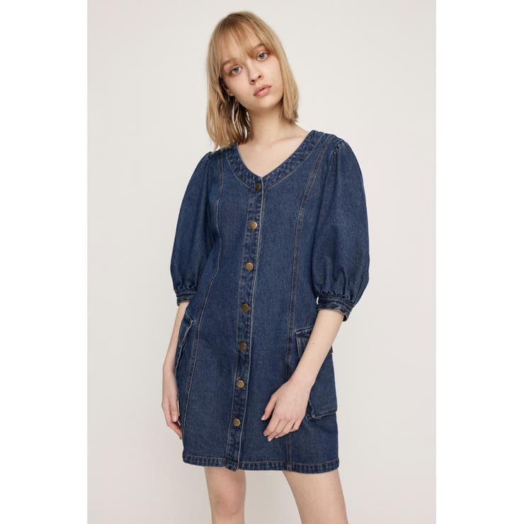 BLU | V NECK DENIM ショートワンピース | SLY OUTLET